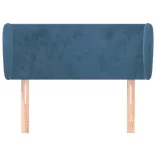 sötétkék bársony fejtámla szárnyakkal 83x23x78/88 cm