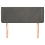 sötétszürke bársony fejtámla szárnyakkal 103x23x78/88 cm