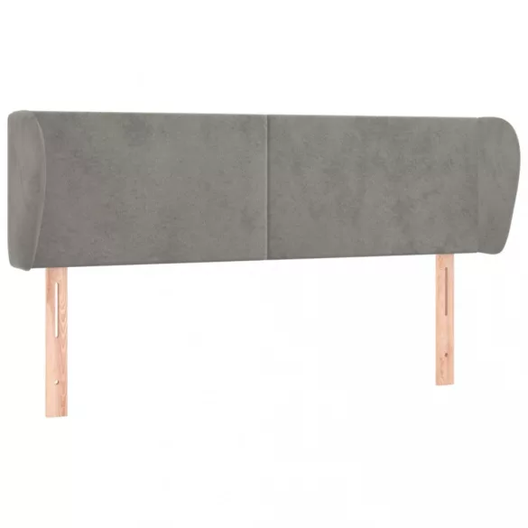 világosszürke bársony fejtámla szárnyakkal 147x23x78/88 cm