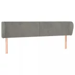 világosszürke bársony fejtámla szárnyakkal 183x23x78/88 cm