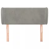 világosszürke bársony fejtámla szárnyakkal 93x23x78/88 cm