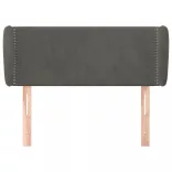 sötétszürke bársony fejtámla szárnyakkal 93x23x78/88 cm