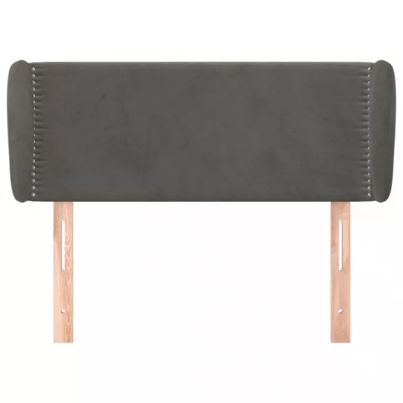 sötétszürke bársony fejtámla szárnyakkal 93x23x78/88 cm