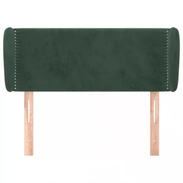 sötétzöld bársony fejtámla szárnyakkal 103x23x78/88 cm