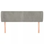 világosszürke bársony fejtámla szárnyakkal 147x23x78/88 cm