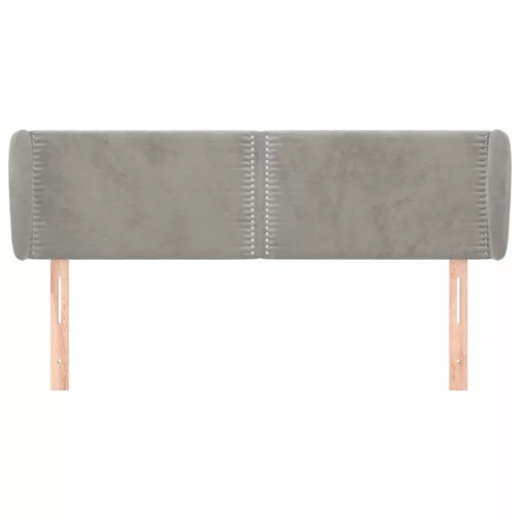 világosszürke bársony fejtámla szárnyakkal 147x23x78/88 cm