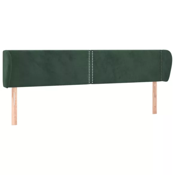 sötétzöld bársony fejtámla szárnyakkal 183x23x78/88 cm