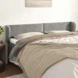 világosszürke bársony fejtámla szárnyakkal 203x23x78/88 cm