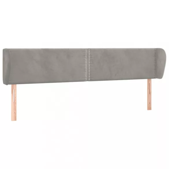 világosszürke bársony fejtámla szárnyakkal 203x23x78/88 cm