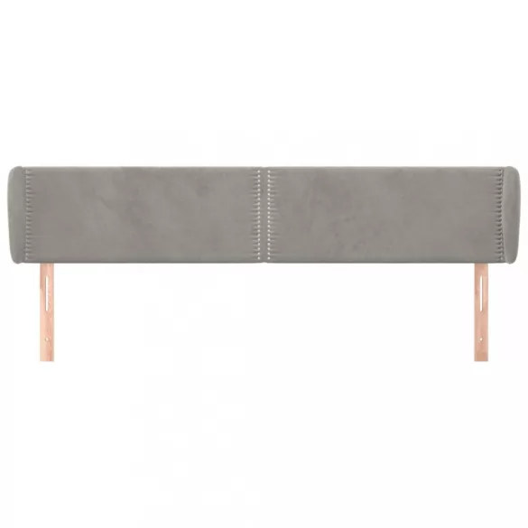 világosszürke bársony fejtámla szárnyakkal 203x23x78/88 cm