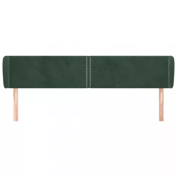 sötétzöld bársony fejtámla szárnyakkal 203x23x78/88 cm