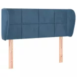 sötétkék bársony fejtámla szárnyakkal 83x23x78/88 cm