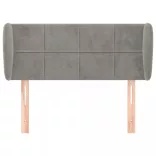 világosszürke bársony fejtámla szárnyakkal 93x23x78/88 cm