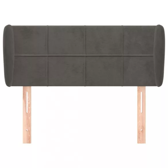 sötétszürke bársony fejtámla szárnyakkal 93x23x78/88 cm