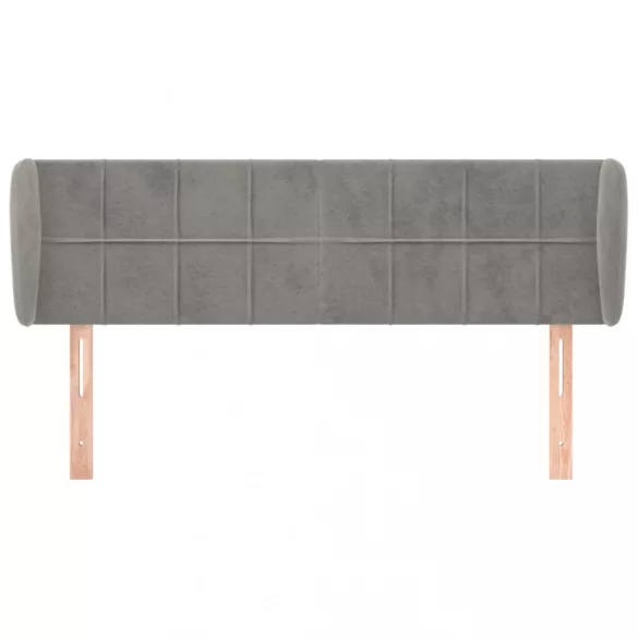 világosszürke bársony fejtámla szárnyakkal 147x23x78/88 cm