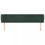 sötétzöld bársony fejtámla szárnyakkal 163x23x78/88 cm