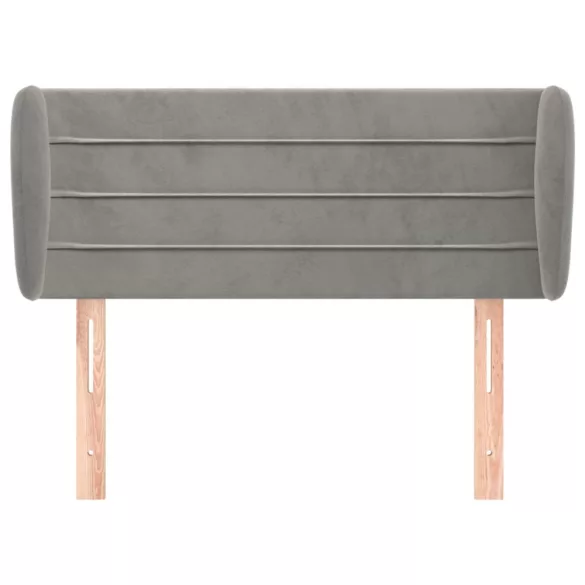 világosszürke bársony fejtámla szárnyakkal 203x23x78/88 cm