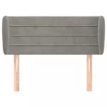 világosszürke bársony fejtámla szárnyakkal 93x23x78/88 cm