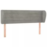 világosszürke bársony fejtámla szárnyakkal 147x23x78/88 cm