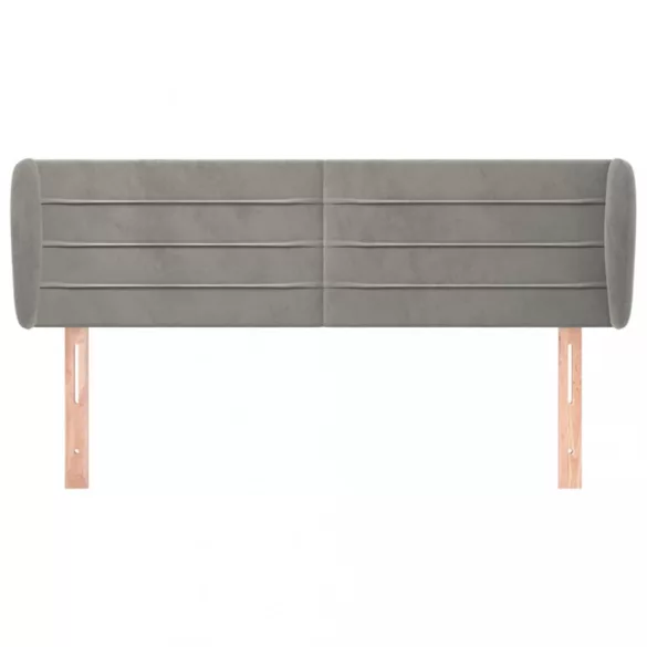 világosszürke bársony fejtámla szárnyakkal 147x23x78/88 cm