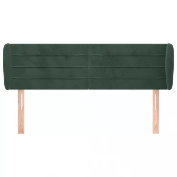sötétzöld bársony fejtámla szárnyakkal 147x23x78/88 cm