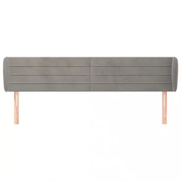 világosszürke bársony fejtámla szárnyakkal 183x23x78/88 cm