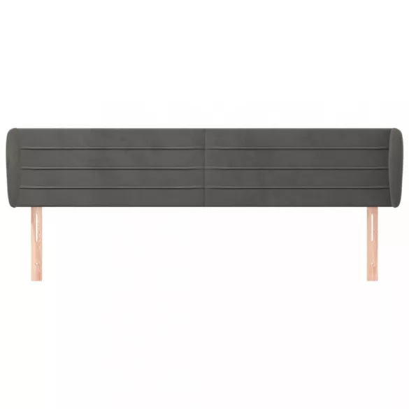 sötétszürke bársony fejtámla szárnyakkal 203x23x78/88 cm