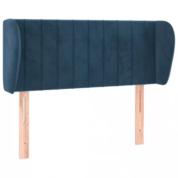 sötétkék bársony fejtámla szárnyakkal 83x23x78/88 cm