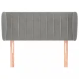 világosszürke bársony fejtámla szárnyakkal 93x23x78/88 cm