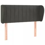 sötétszürke bársony fejtámla szárnyakkal 93x23x78/88 cm