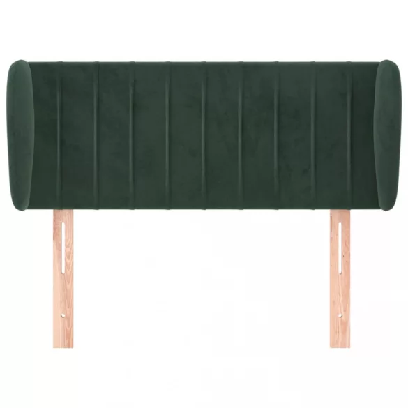 sötétzöld bársony fejtámla szárnyakkal 93x23x78/88 cm