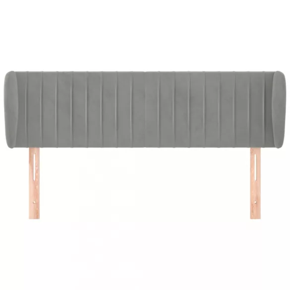 világosszürke bársony fejtámla szárnyakkal 147x23x78/88 cm