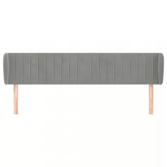 világosszürke bársony fejtámla szárnyakkal 203x23x78/88 cm