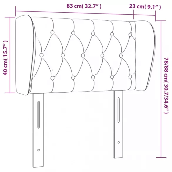 sötétszürke szövet fejtámla szárnyakkal 83x23x78/88 cm