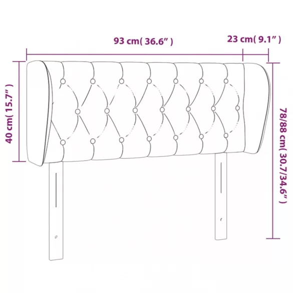 sötétszürke szövet fejtámla szárnyakkal 93x23x78/88 cm