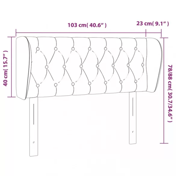 világosszürke szövet fejtámla szárnyakkal 103x23x78/88 cm