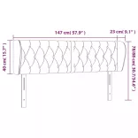 világosszürke szövet fejtámla szárnyakkal 147x23x78/88 cm
