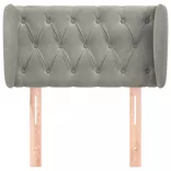 világosszürke bársony fejtámla szárnyakkal 203x23x78/88 cm