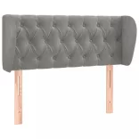 világosszürke bársony fejtámla szárnyakkal 93x23x78/88 cm