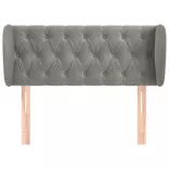 világosszürke bársony fejtámla szárnyakkal 93x23x78/88 cm