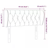 világosszürke bársony fejtámla szárnyakkal 93x23x78/88 cm