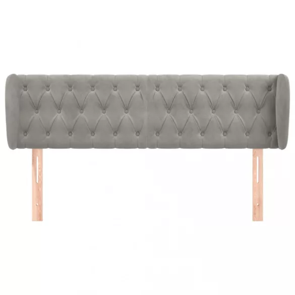 világosszürke bársony fejtámla szárnyakkal 147x23x78/88 cm