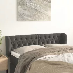   sötétszürke bársony fejtámla szárnyakkal 147x23x78/88 cm
