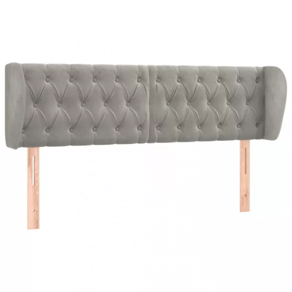 világosszürke bársony fejtámla szárnyakkal 163x23x78/88 cm