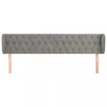 világosszürke bársony fejtámla szárnyakkal 183x23x78/88 cm