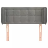 világosszürke bársony fejtámla szárnyakkal 203x23x78/88 cm