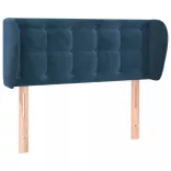 sötétkék bársony fejtámla szárnyakkal 83x23x78/88 cm