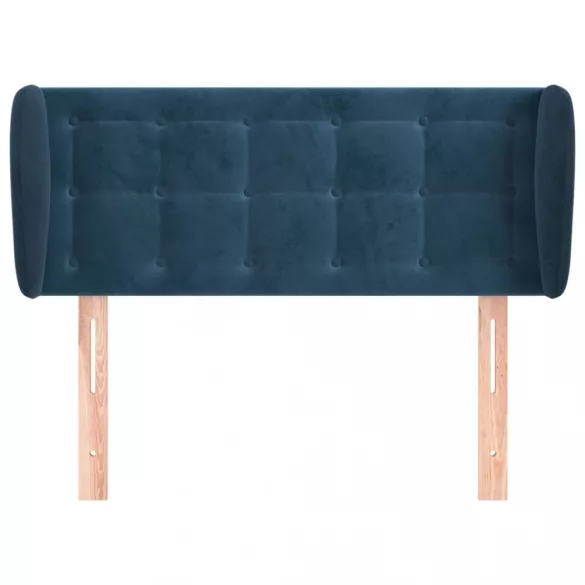 sötétkék bársony fejtámla szárnyakkal 83x23x78/88 cm