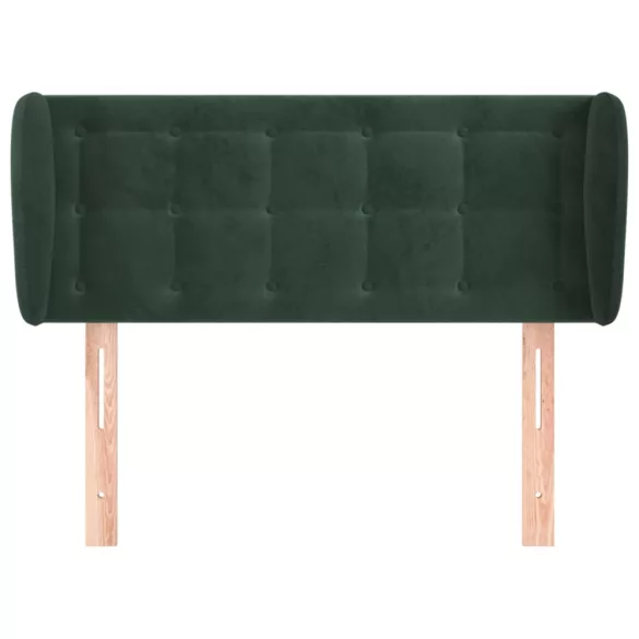 sötétzöld bársony fejtámla szárnyakkal 93x23x78/88 cm