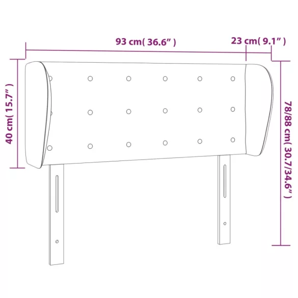sötétkék szövet fejtámla szárnyakkal 93x23x78/88 cm